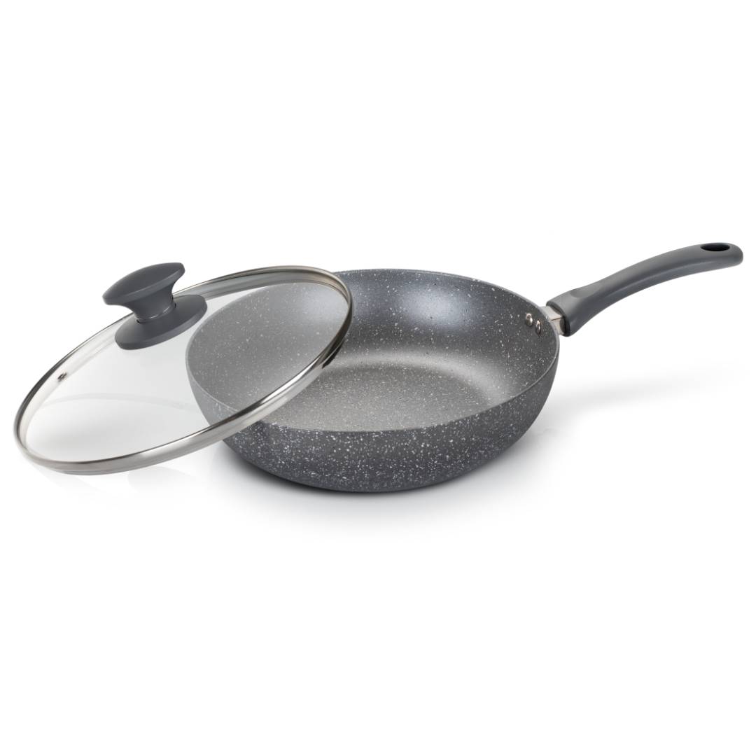 Alda Marbello Non Stick Saute Wok Pan With Lid 22cm 2.0 Ltr
