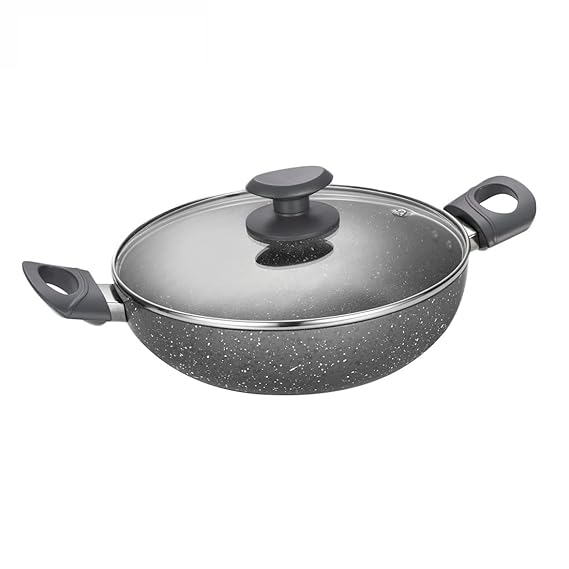 Alda Non Stick Marbello Wok with Glass Lid 22cm, 2 LTR