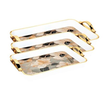 FABLE Flower Printed Serving Tray Set 3 Pcs
